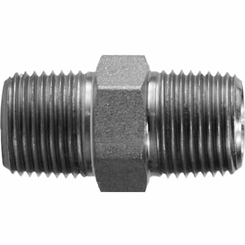 Stainless Steel Hex Nipple 1/4 Inch Male by 1/4 Inch Male