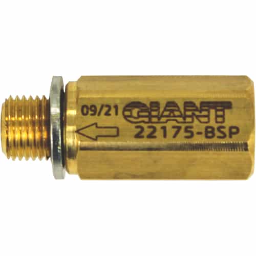 small brass filter with one male end and one female end