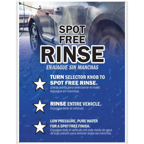 Spot Free Rinse Sign 18x24 Spanish/English