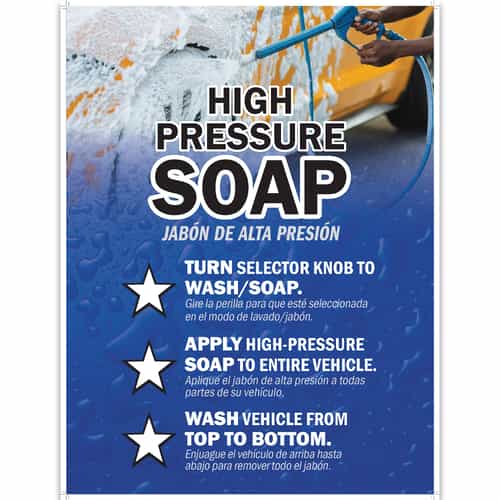 High Pressure Soap Instructional Poster Sign - 18x24