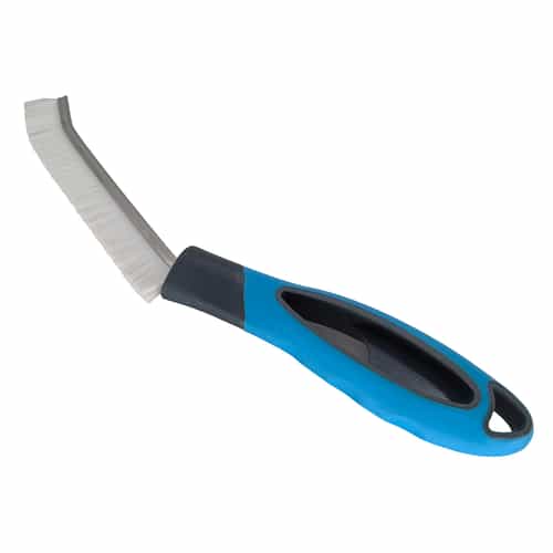 thin brush with black and blue handle