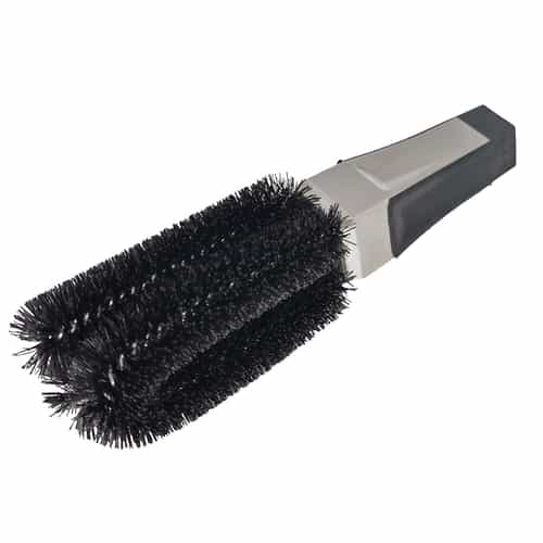 brush with black bristles and silver handle