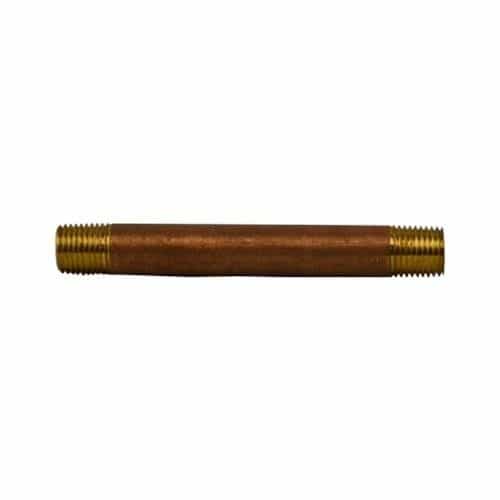 Midland Metal 40-026 Red Brass Long Pipe Nipple, 4 Inch Length, 1/4 Inch NPTF