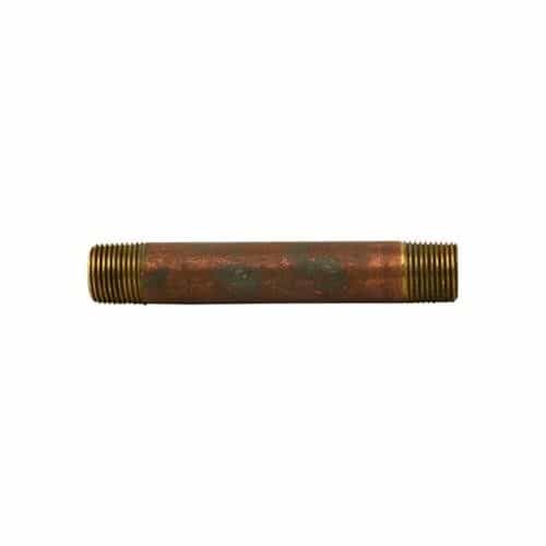 40-046 Red Brass Long Pipe Nipple, 4 Inch Length, 3/8 Inch NPTF