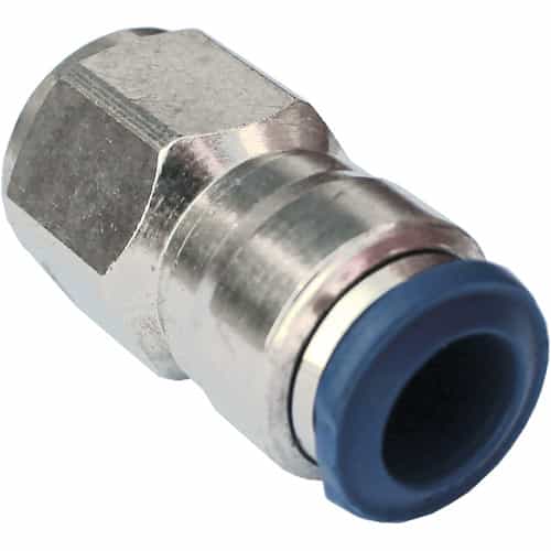 Nickel-Plated Straight Female Push-In Connector 3/8 Tube x 1/4 Global Thread