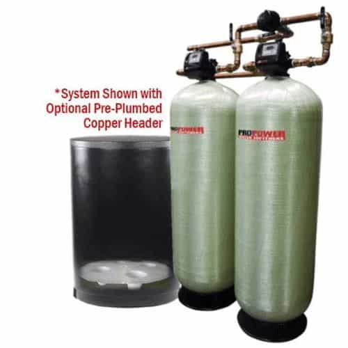 water softening system with 2 tanks and salt tank