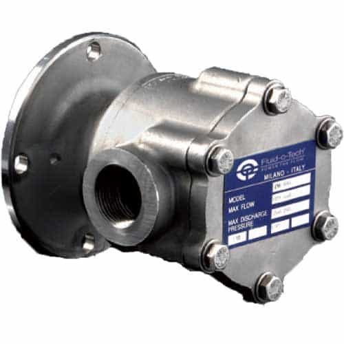 Fluid-O-Tech Stainless Steel Bolt-On Rotary Vane Liquid Pump with 1-Inch Inlet and Outlet Ports