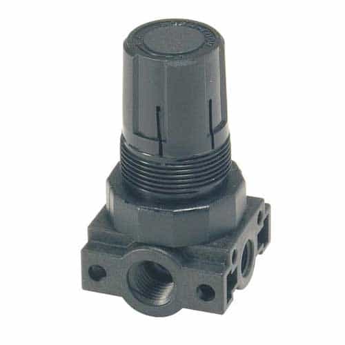 Black plastic cylinder on black metal base