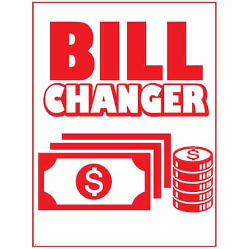SI0124 Bill Changer Car Wash Sign