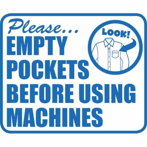 SIKRL105 Kleen-Rite Make Sure Your Pockets Are Empty Laundromat Sign - 10" x 12"