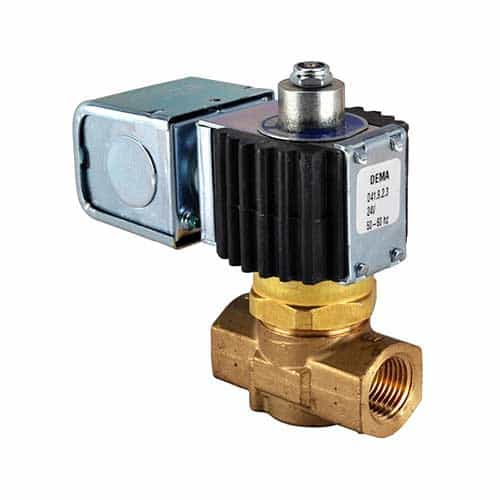 Dema OA414P.3 Normally Open Brass Solenoid Valve, 1/2 In. Ports, 24VAC