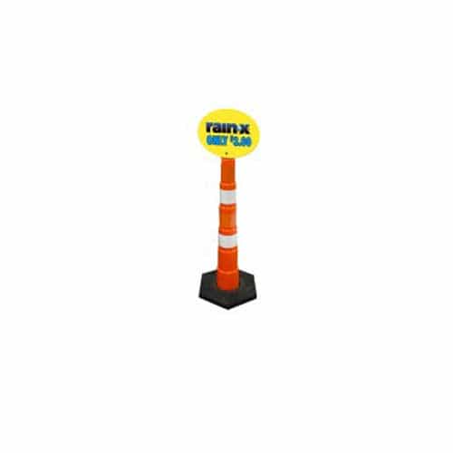 Stanchion with oval sign topper