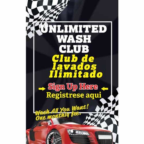 Unlimited Wash Club Bilingual Windmaster Sign
