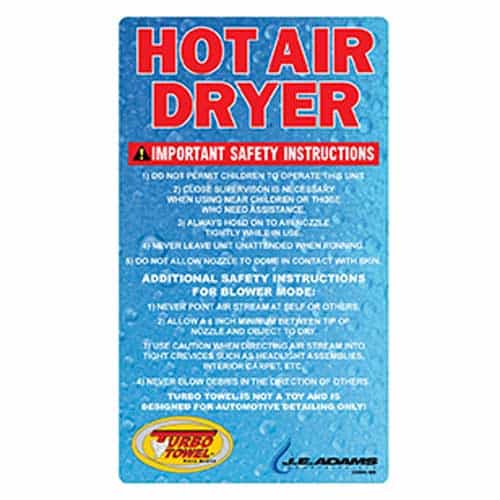 Instructional Wall Sign for In-Bay Turbo Towel