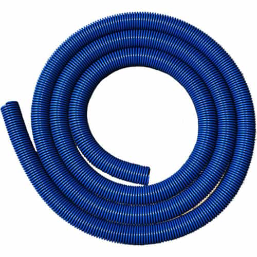 15' coil of 1.5" diameter Blue and Black Dura-Slide Vacuum Hose