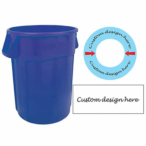 TR-BL-C Custom Artwork Blue Trash Can