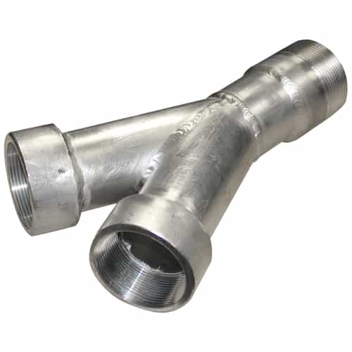 Aluminum Y-Shaped Vacuum Adaptor - 2" FPT x 2" MPT