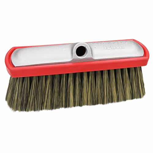 aluminum foam brush with a red rubber bumper and synthetic bristles that look like hogs hair
