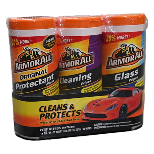 Armor All Triple Pack Wipes - Protectant, Cleaning, & Glass - 30 Wipes - 3 Pack